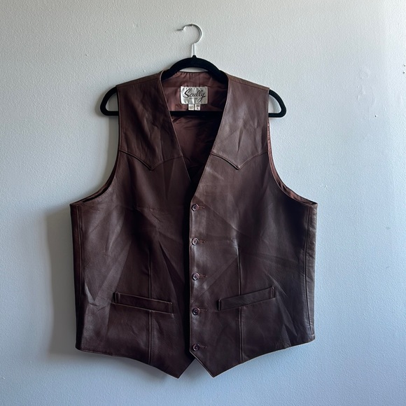 Brown Scully Leather Vest Large - Picture 2 of 9